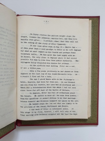 A typed manuscript titled 'Princess Margaret and Peter Townsend'