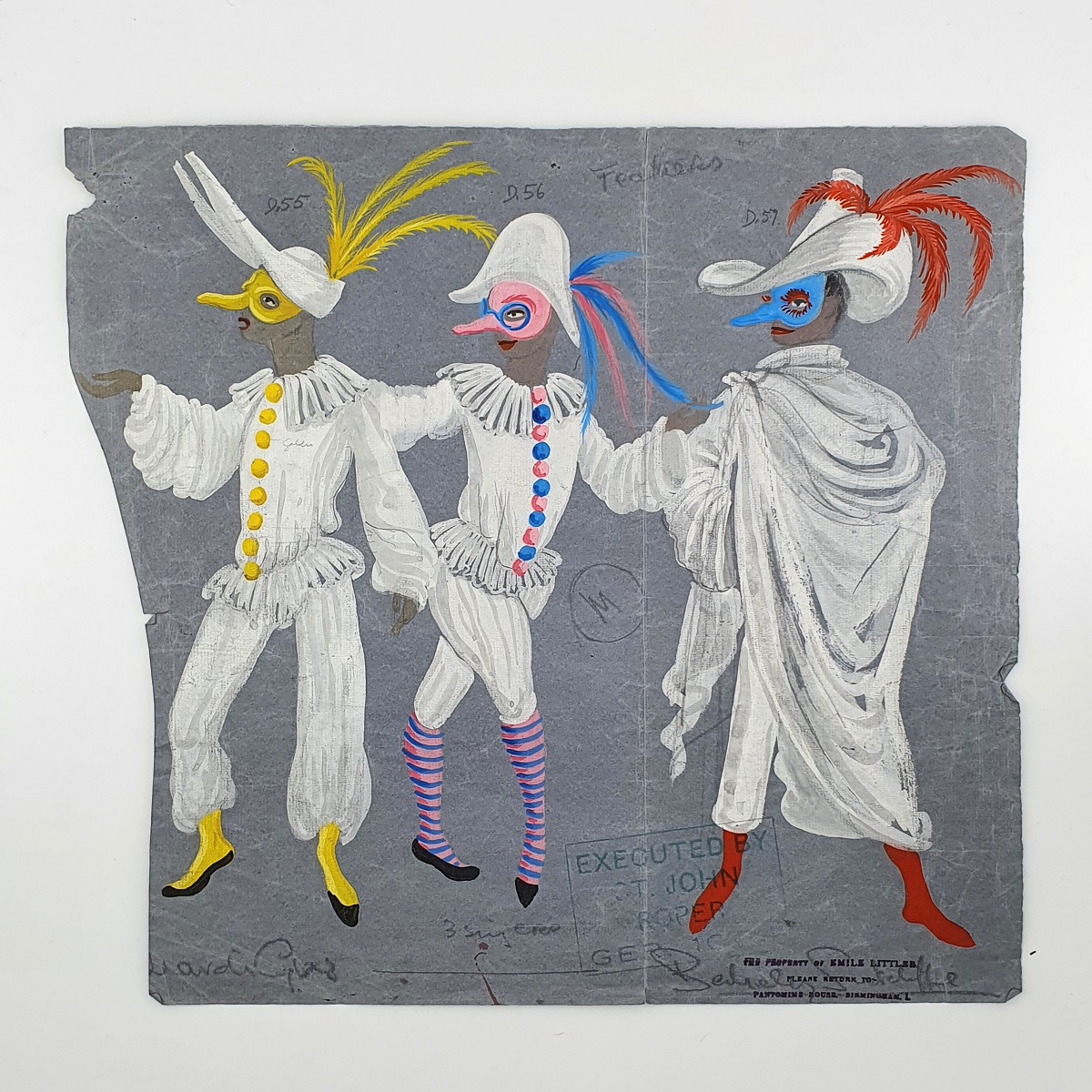 Original Design for Three Pierrot Costumes by Berkeley Sutcliffe