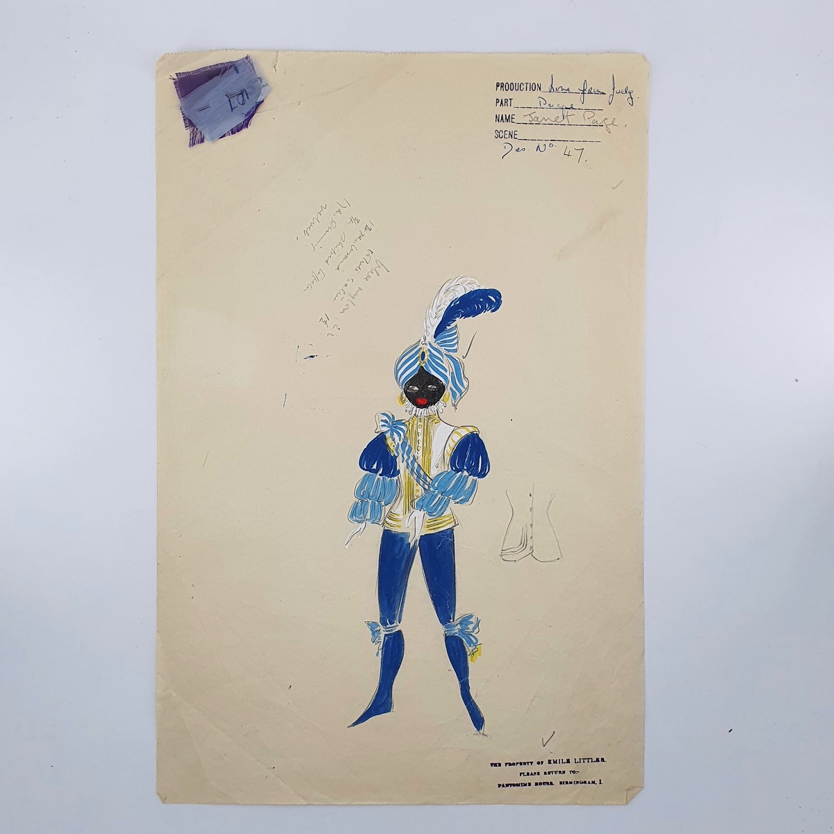 Original Design for a Page Costume by Berkeley Sutcliffe