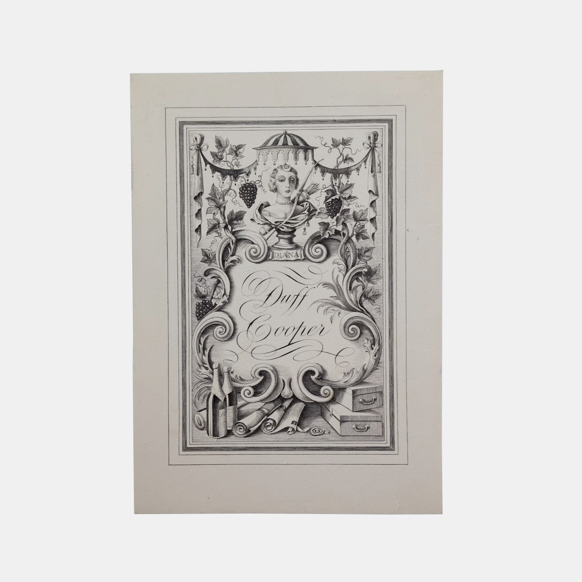 Ex Libris Bookplate designed by Rex Whistler for Duff and Diana